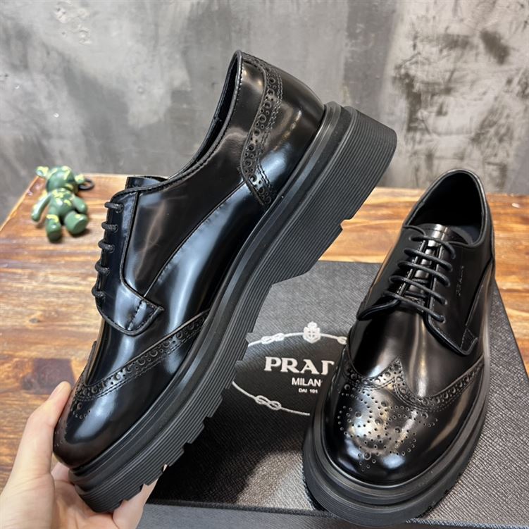 Pra*a BRUSHED LEATHER DERBY BROGUE SHOES SHOES PRS033