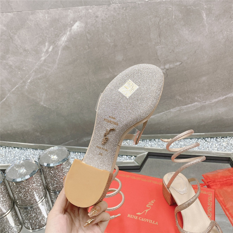 Rene Caovilla Heels Dupe snake crystal chunky heel sandals