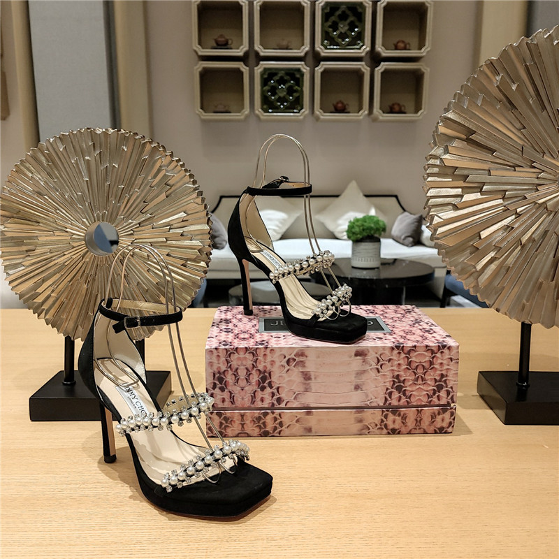 J1m*y Ch00 high heel D1am0nd chain sandals