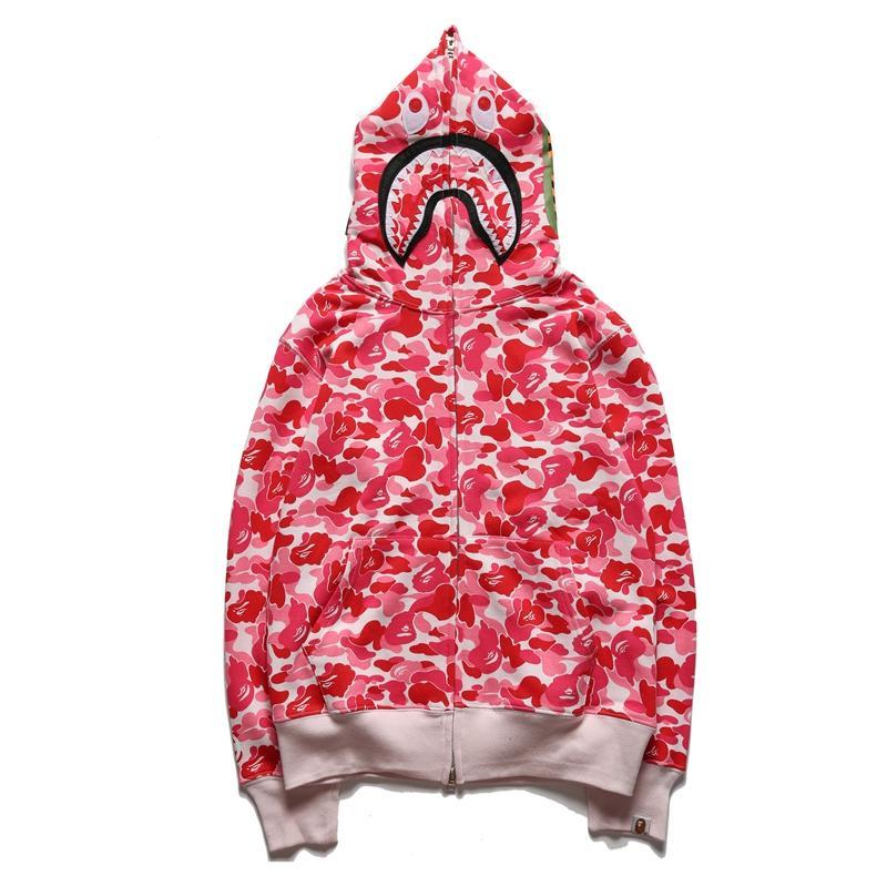 Bape Full Zip Shark Camo Hoodie Blue Green Red