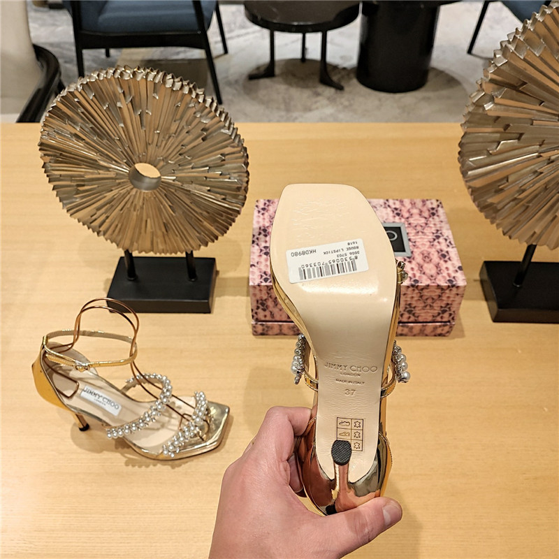 J1m*y Ch00 high heel D1am0nd chain sandals