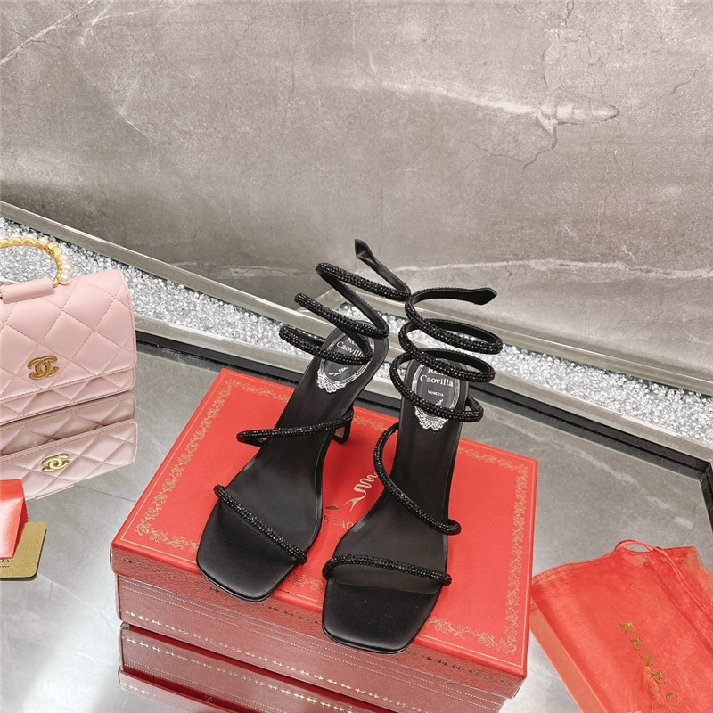 Rene Caovilla Dupe R C diagonal strap rhinestone inlaid sandals