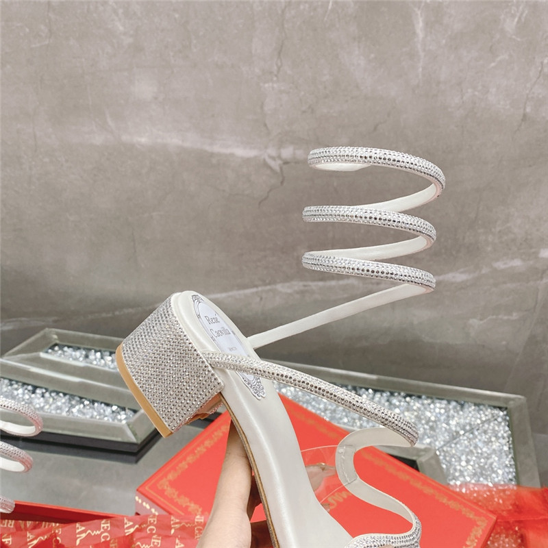 Rene Caovilla Heels Dupe snake crystal chunky heel sandals