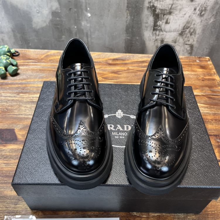 Pra*a BRUSHED LEATHER DERBY BROGUE SHOES SHOES PRS033