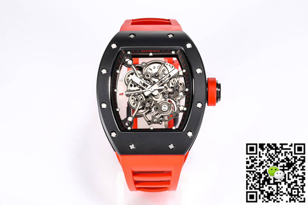 Replica Richard Mille RM-055 1:1 Best Edition BBR Factory Ceramic Case Red Strap