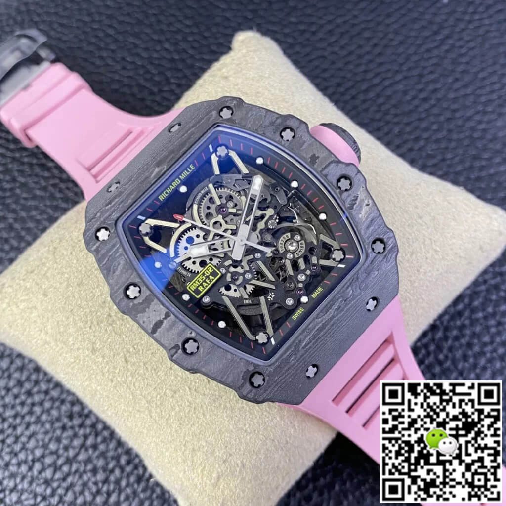 Richard Mille Replica RM35-02 1:1 Best Edition T+ Factory NTPT Carbon Fiber Pink Rubber Strap
