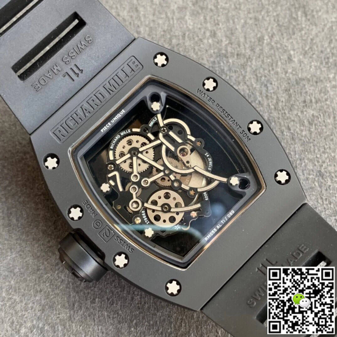 Replica Richard Mille RM055 1:1 Best Edition KV Factory V2 Ceramic Black Strap