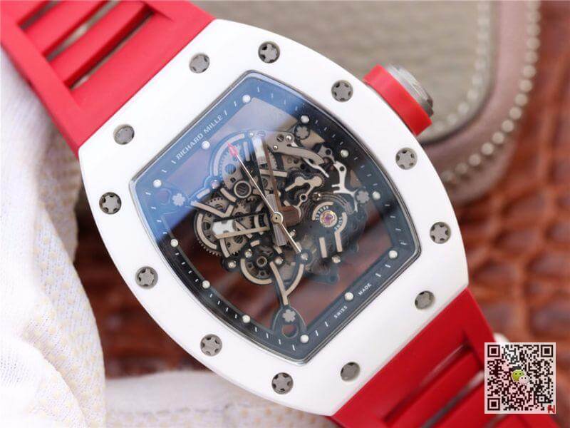 Replica Richard Mille RM055 KV Factory 1:1 Best Edition Swiss ETA8215 Red Rubber Strap