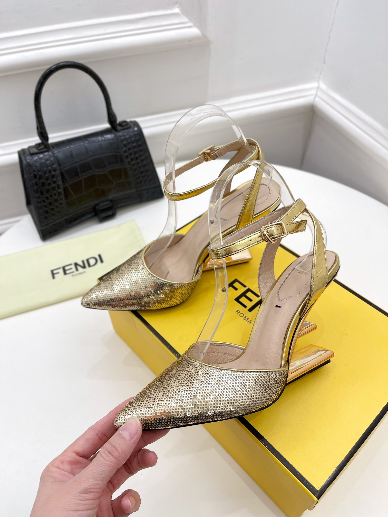 F**di first leather high-heel sandals