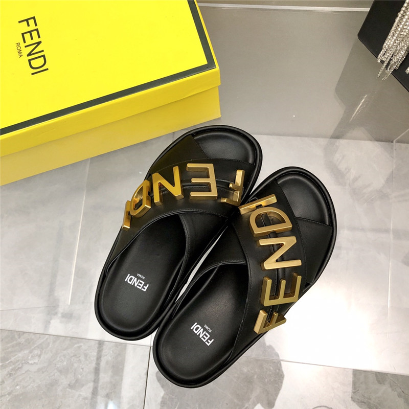 F**di metal logo slides