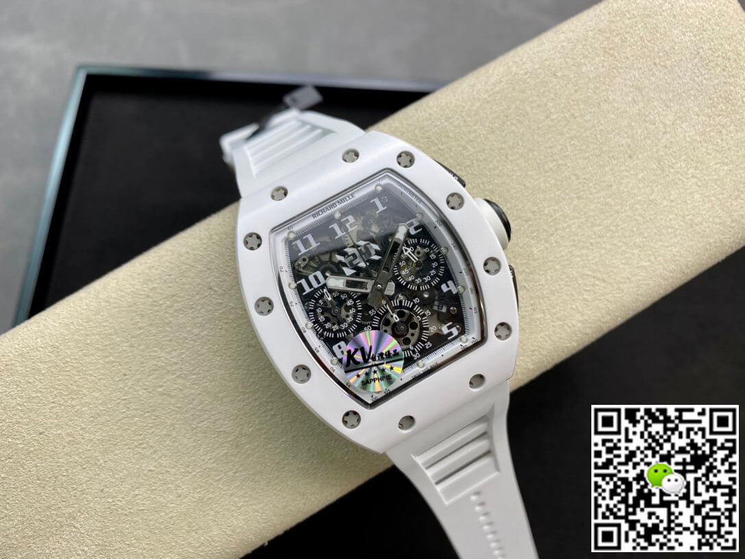 Replica Richard Mille RM011 KV Factory 1:1 Best Edition Swiss ETA7750 White Rubber Strap