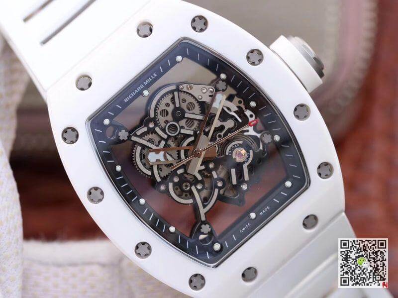 Replica Richard Mille RM055 KV Factory 1:1 Best Edition Swiss ETA8215 White Strap
