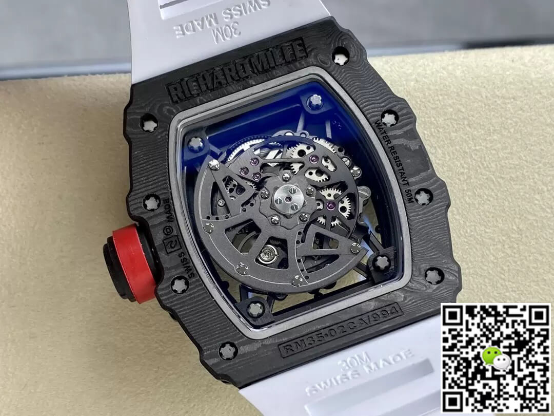 Richard Mille Replica RM35-02 1:1 Best Edition T+ Factory Carbon Fiber White Strap