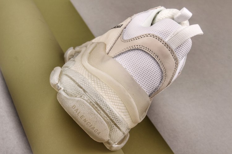 Men s Triple S Mesh Leather Sneakers White Replica