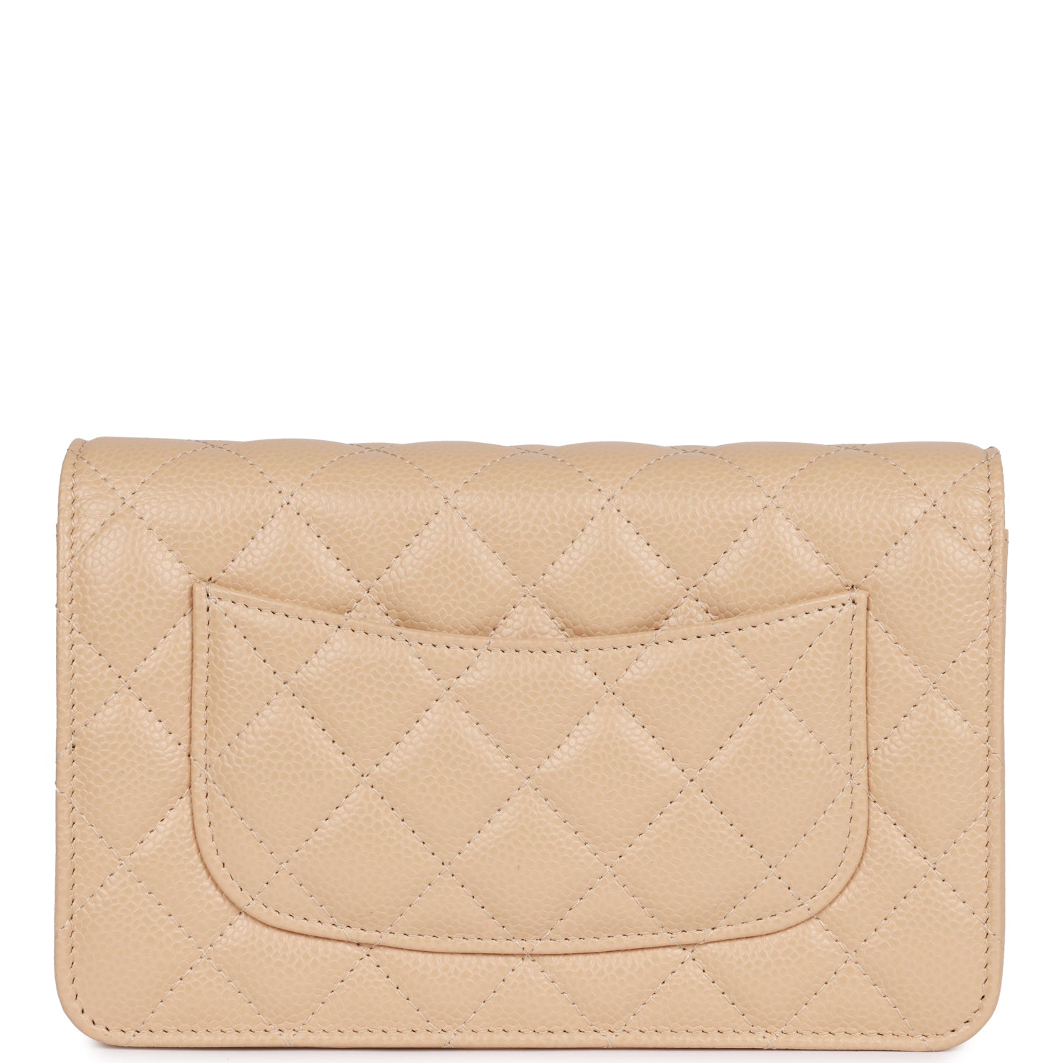 Wallet on Chain WOC Beige Caviar Silver Hardware