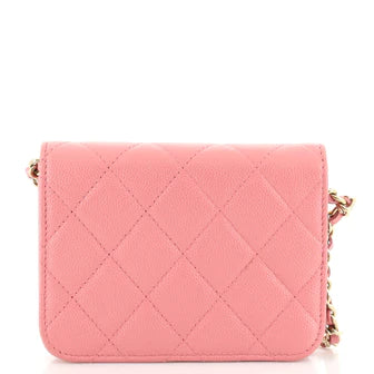 Classic Flap Card Holder on Chain Quilted Caviar Mini
