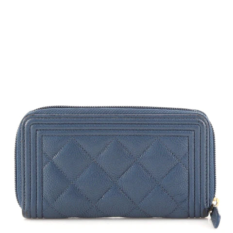 Boy Zip Around Wallet Quilted Caviar Small