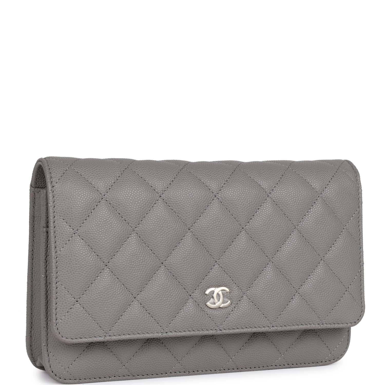 Wallet on Chain WOC Grey Caviar Light Gold Hardware