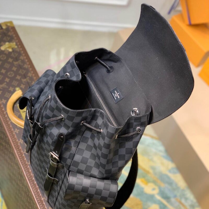 L0vis Vvtt0n LV Christopher Black Check Small Backpack
