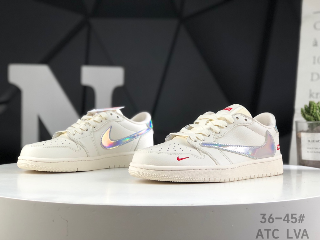 Nike Travis Scott x Fragment Design x Air Jordan 1 Low OG SP AJ1 Svp*me joint-off-white colorful low-top cultural casual sneakers