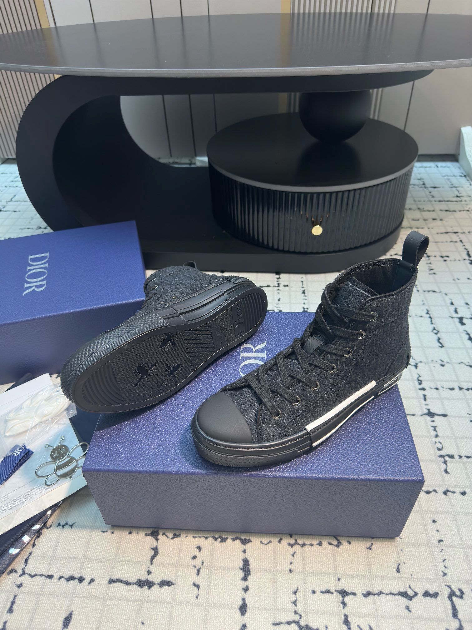 D10r B23 High-Top Sneaker – Black Monogram